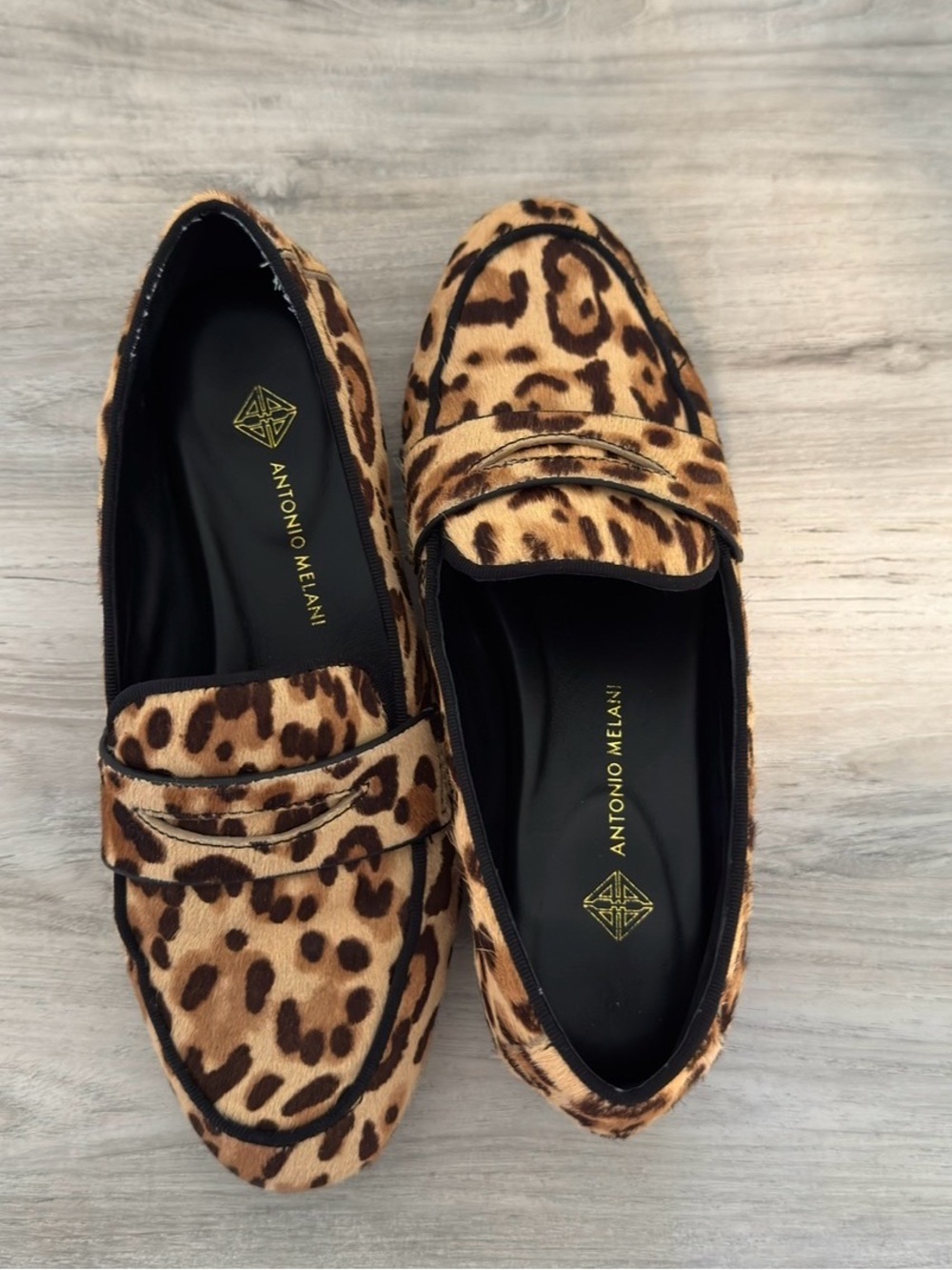 ANTONIO MELANI Leopard-Print Leather Loafer in Black and Brown